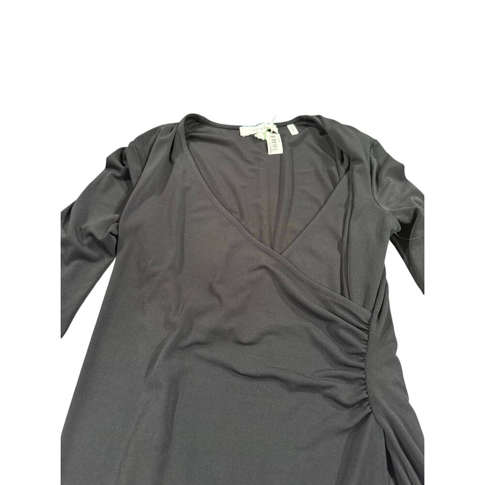 NWT Lark & Ro Crepe Knit Faux Wrap black classic LBD size 10 little black dress - Picture 6 of 10